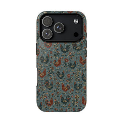 Teal Folk Roosters Magnetic Case - iPhone 18 Pro