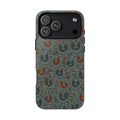 Teal Folk Roosters Magnetic Case - iPhone 18 Pro Max