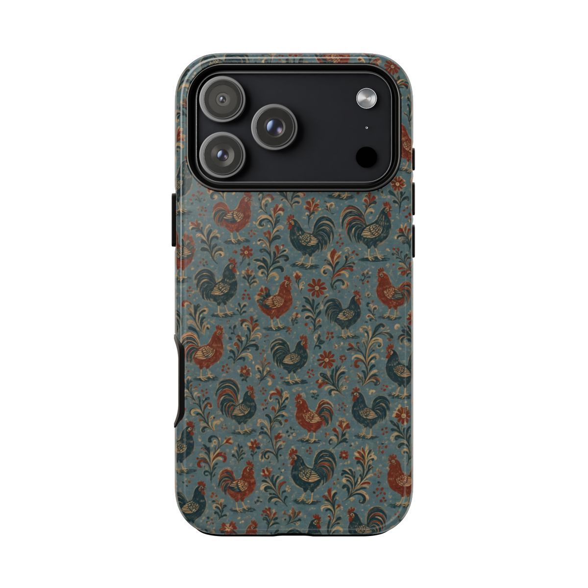 Teal Folk Roosters Tough Case - iPhone 18 Pro Max