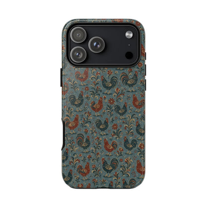 Teal Folk Roosters Tough Case - iPhone 18 Pro Max