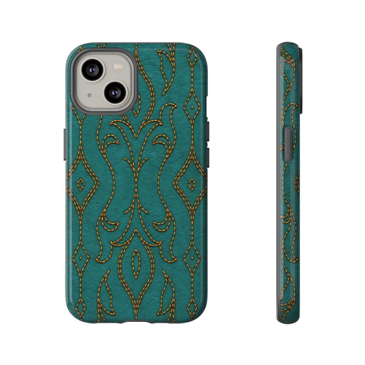 Teal Vine Stitch Tough Case