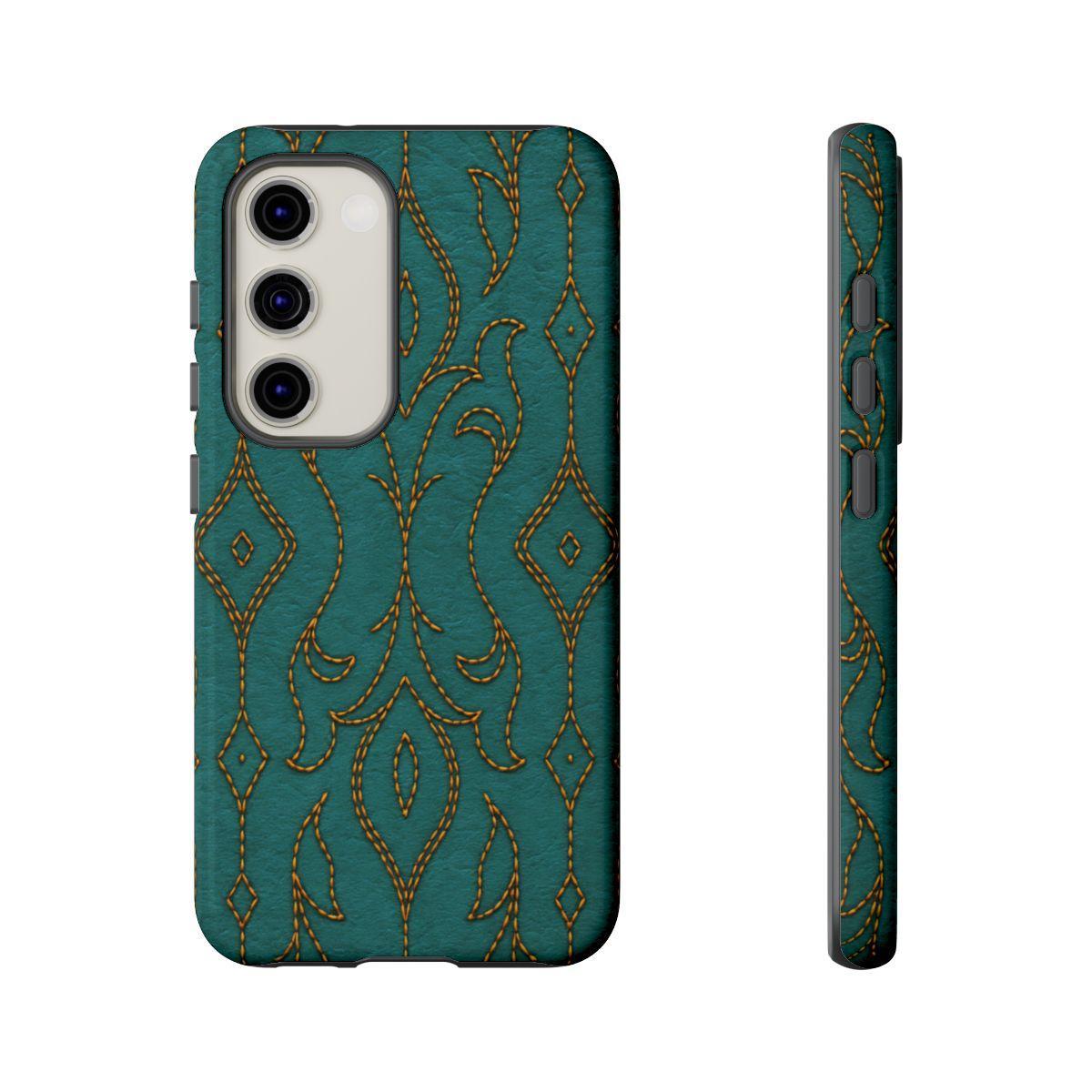 Teal Vine Stitch Tough Case