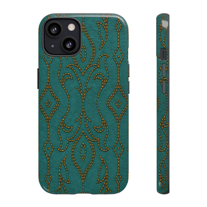 Teal Vine Stitch Tough Case