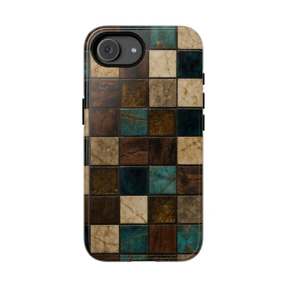 Teal Walnut Tile Tough Case - iPhone 16e