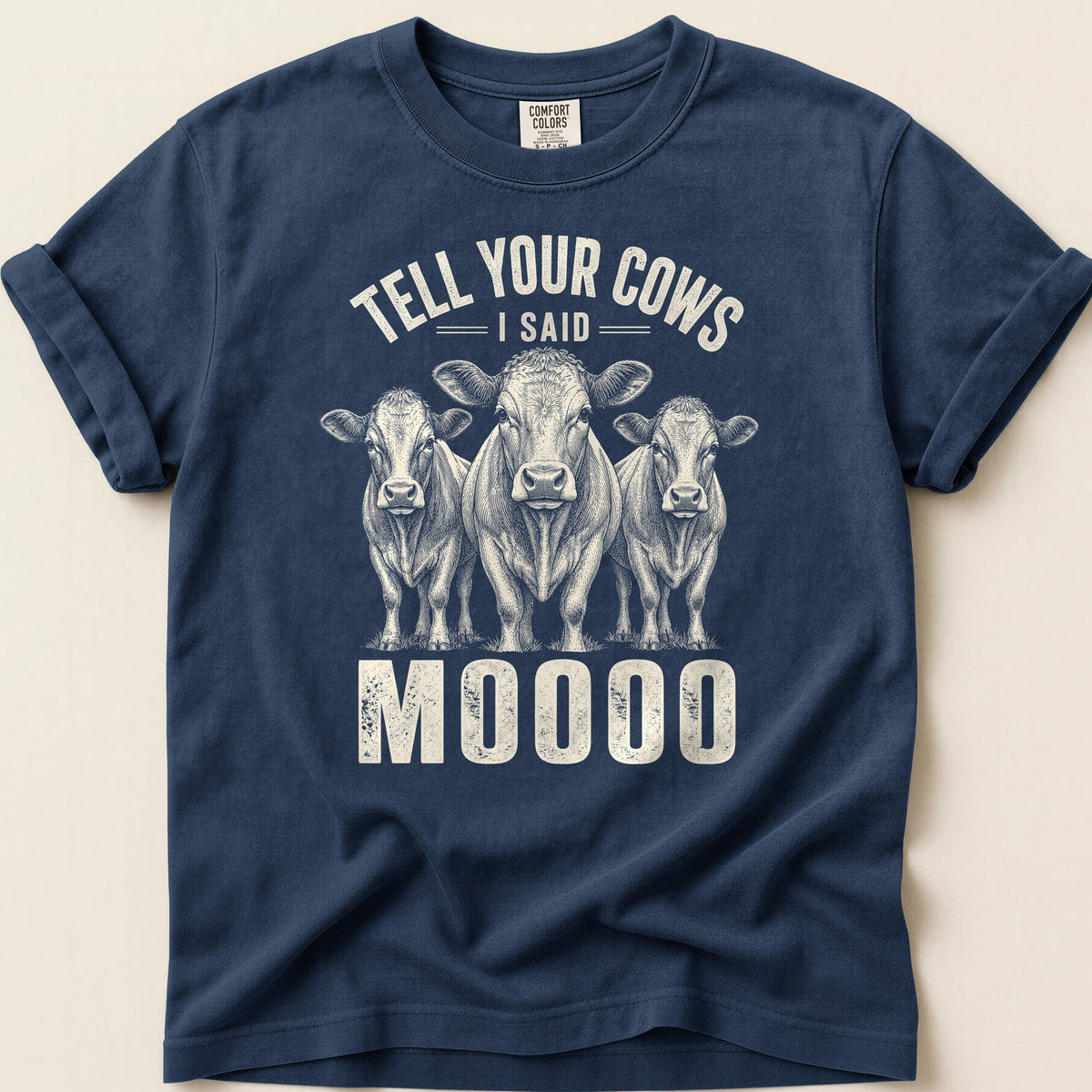 Tell Your Cows T-shirt on Navy