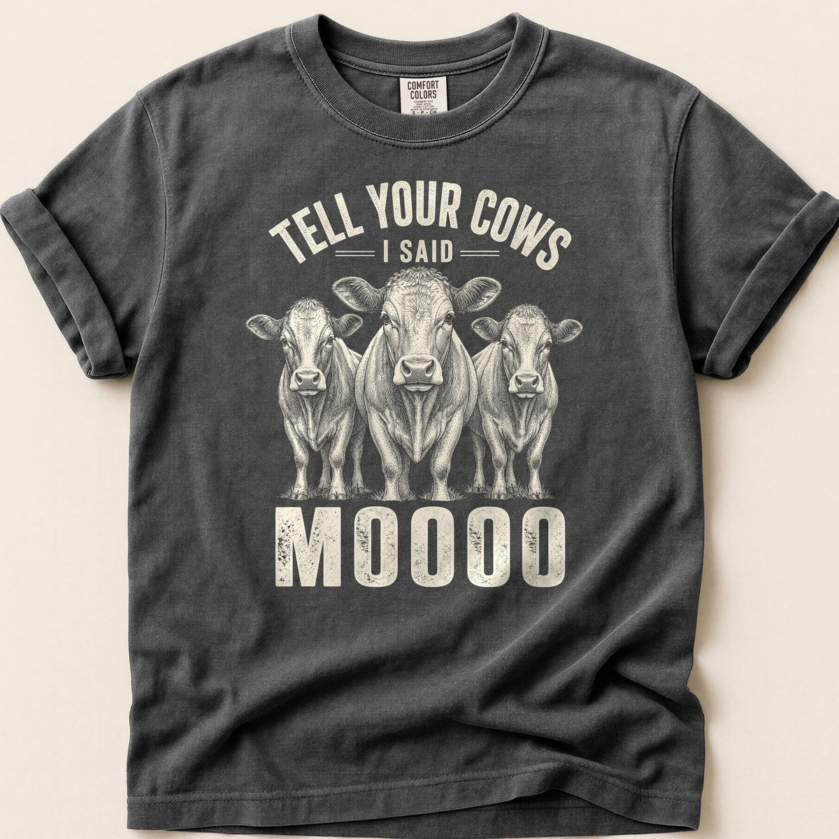 Tell Your Cows T-shirt on Pepper