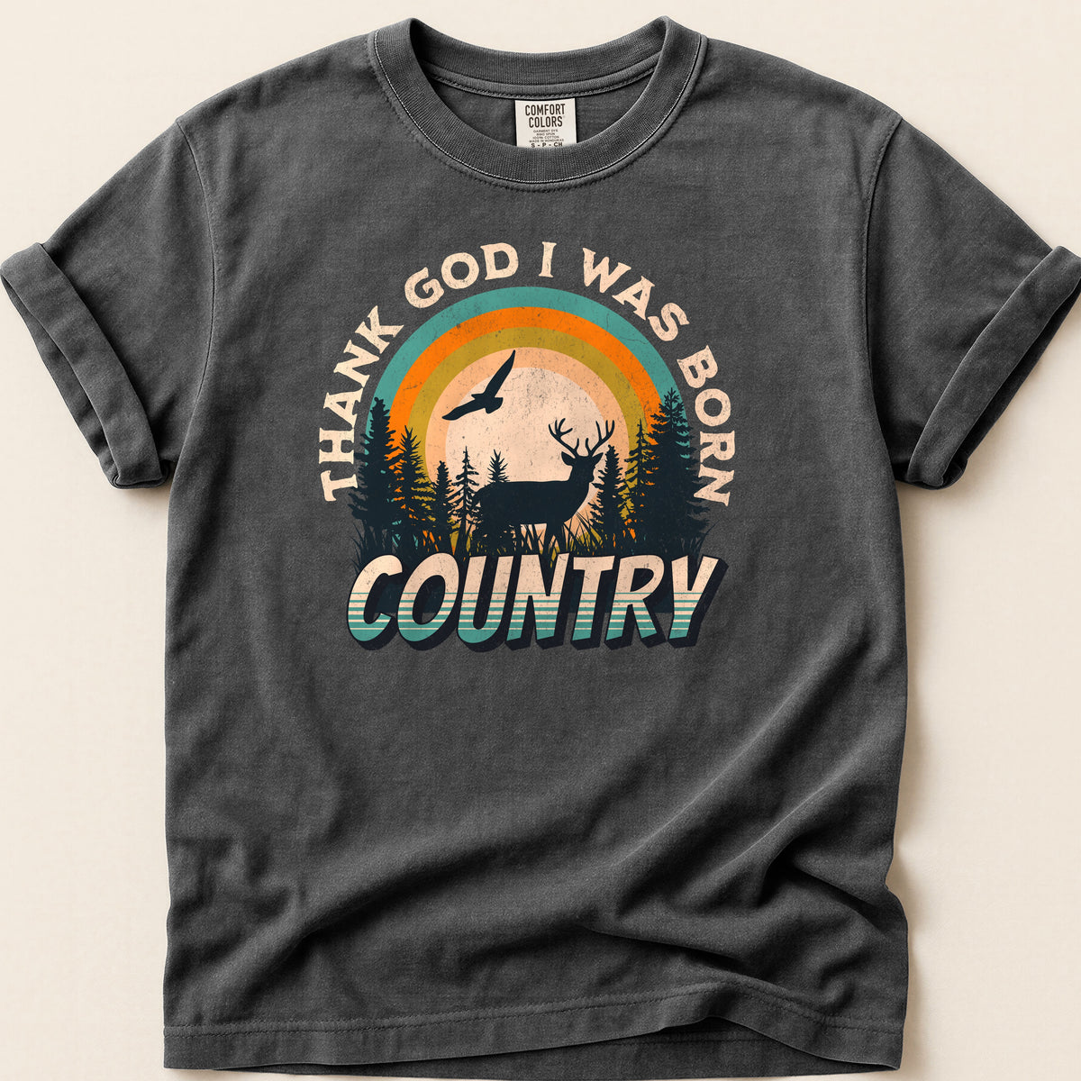 Thank God I Was Born Country T-shirt on Pepper
