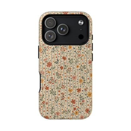 Ticking Stripe Floral Magnetic Case - iPhone 18 Pro