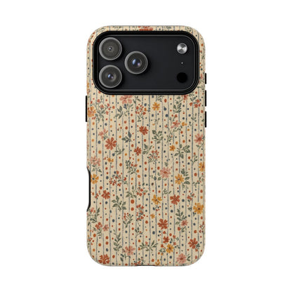 Ticking Stripe Floral Magnetic Case - iPhone 18 Pro Max
