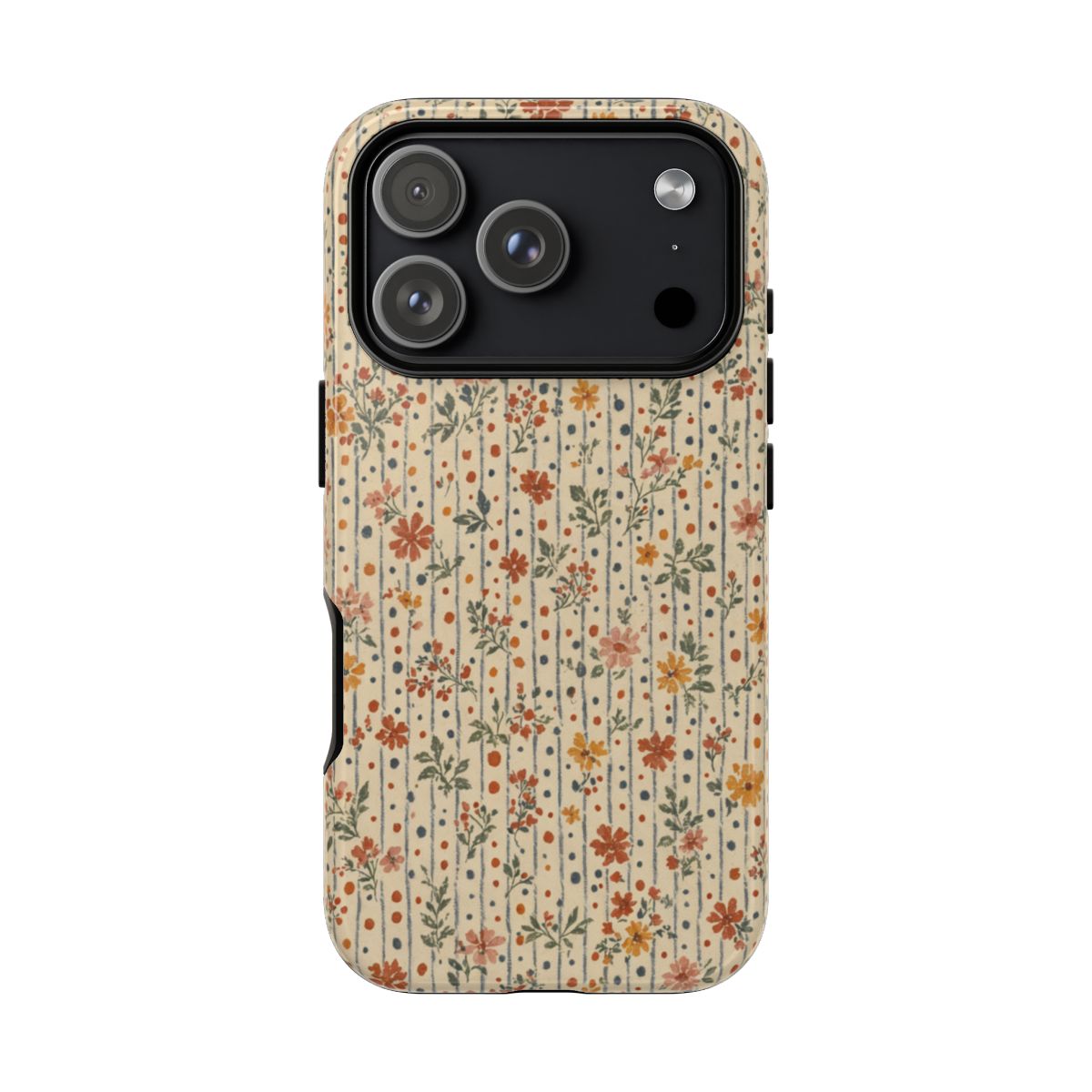 Ticking Stripe Floral Tough Case - iPhone 18 Pro