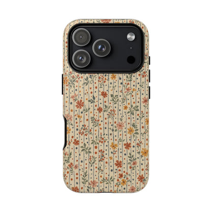 Ticking Stripe Floral Tough Case - iPhone 18 Pro