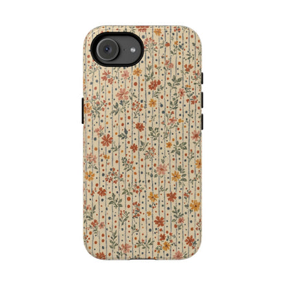 Ticking Stripe Floral Tough Case - iPhone 17e
