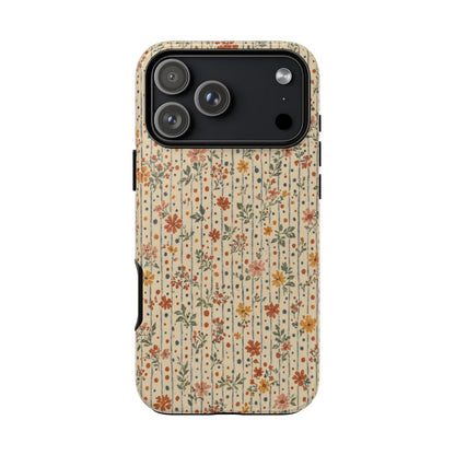 Ticking Stripe Floral Tough Case - iPhone 18 Pro Max
