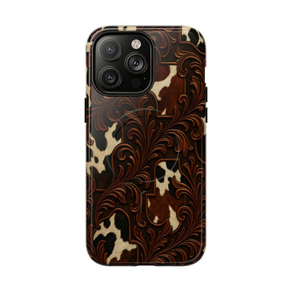 Faux Tooled Cowhide Magnetic Case