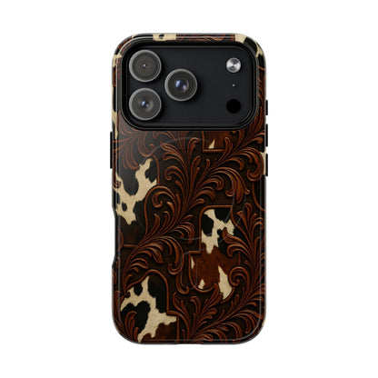 Faux Tooled Cowhide Magnetic Case