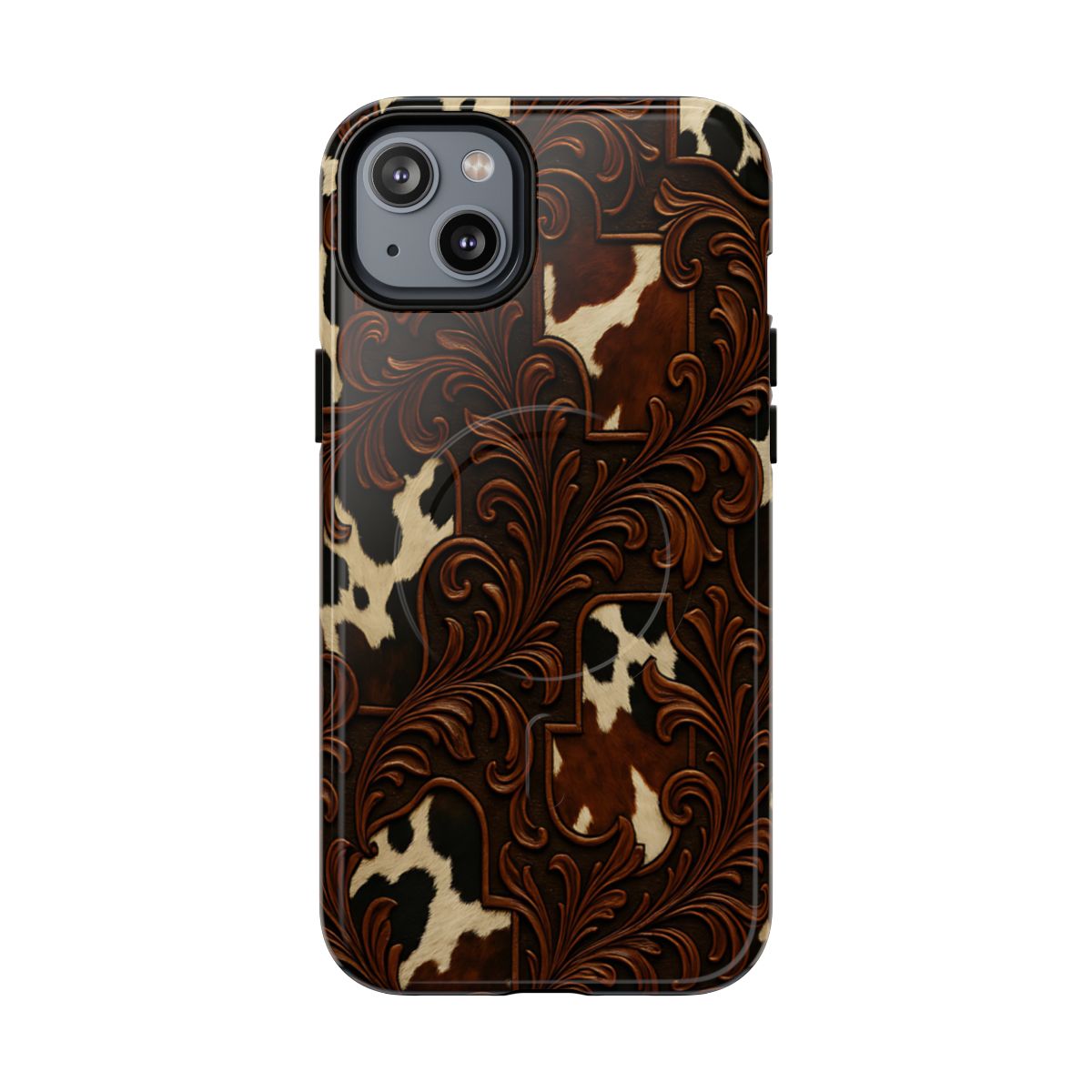 Faux Tooled Cowhide Magnetic Case