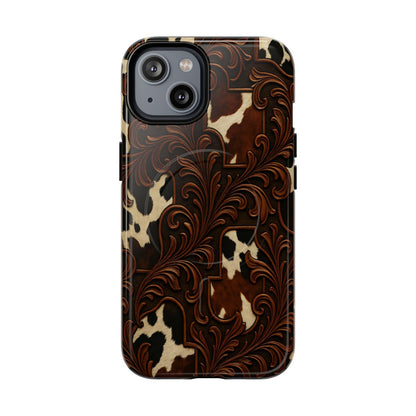 Faux Tooled Cowhide Magnetic Case