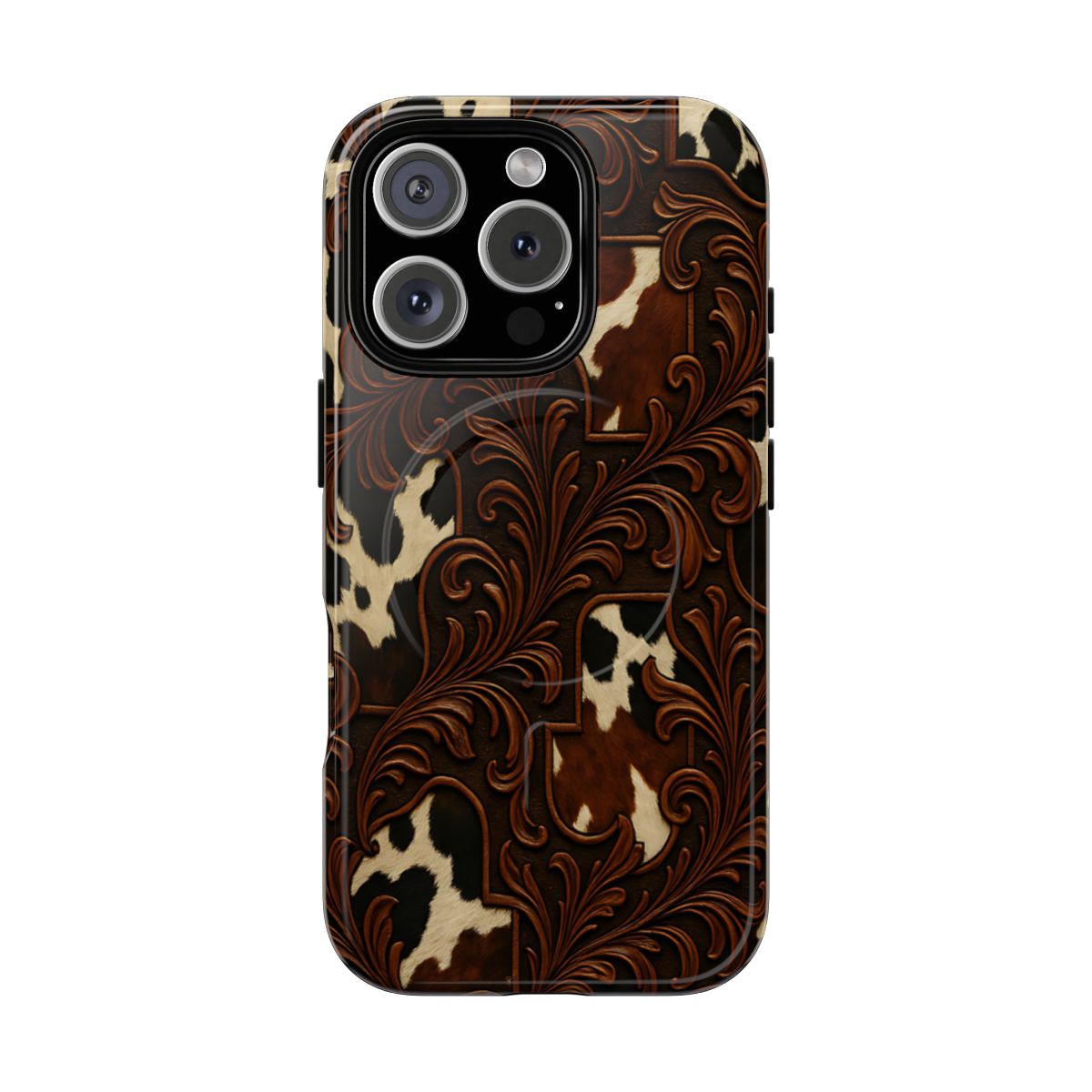 Faux Tooled Cowhide Magnetic Case