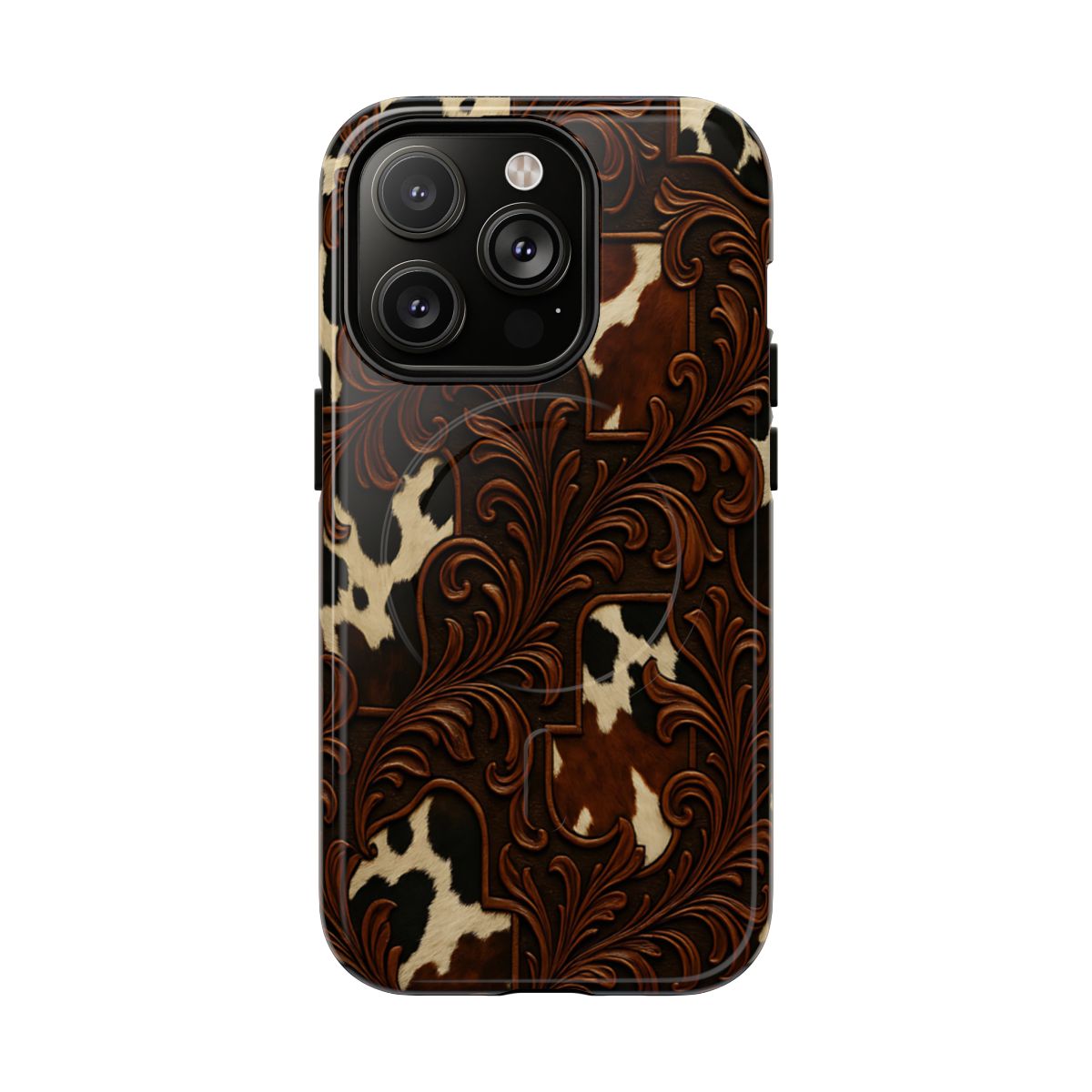 Faux Tooled Cowhide Magnetic Case