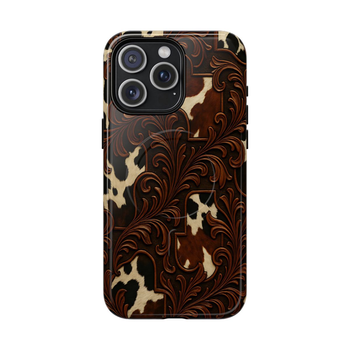 Faux Tooled Cowhide Magnetic Case