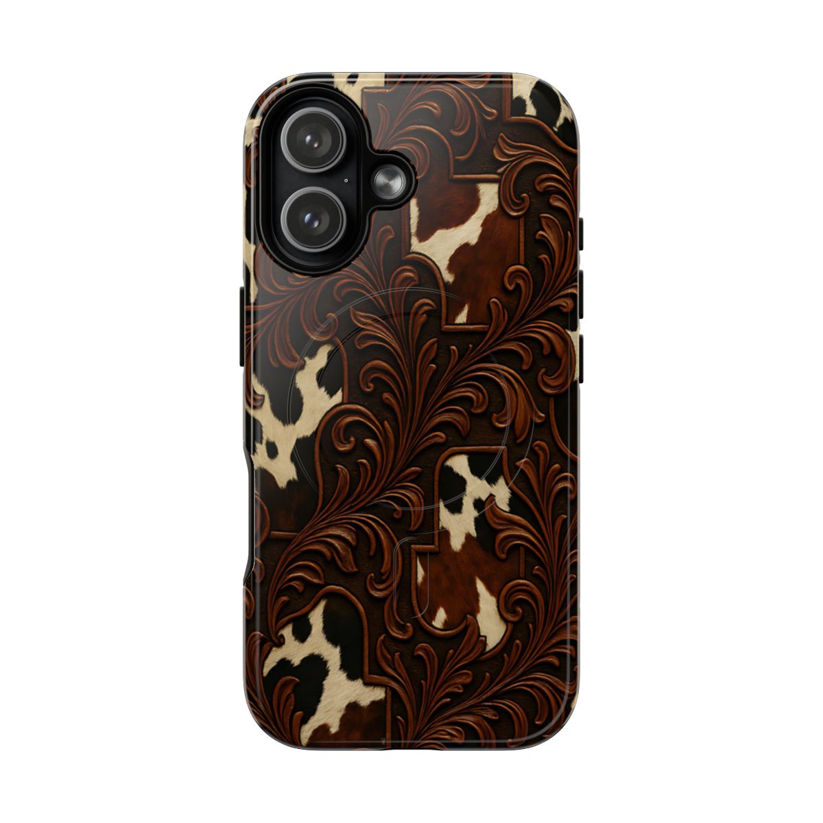 Faux Tooled Cowhide Magnetic Case