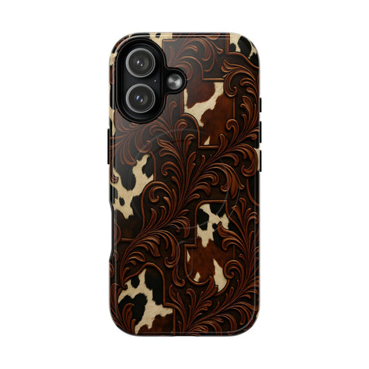 Faux Tooled Cowhide Magnetic Case