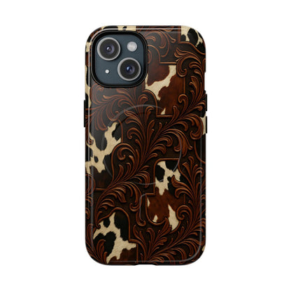 Faux Tooled Cowhide Magnetic Case