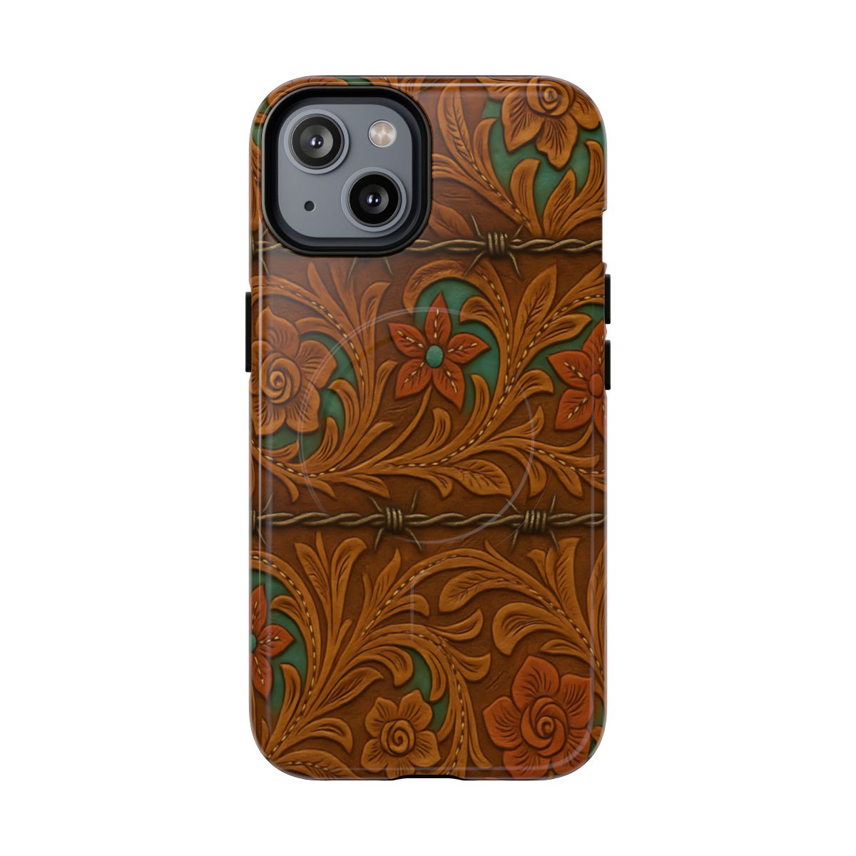 Faux Tooled Flowers + Barbed Wire Magnetic Case
