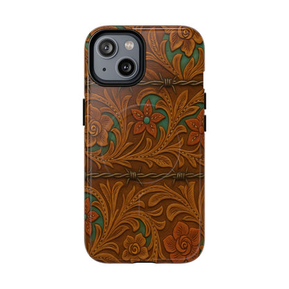Faux Tooled Flowers + Barbed Wire Magnetic Case