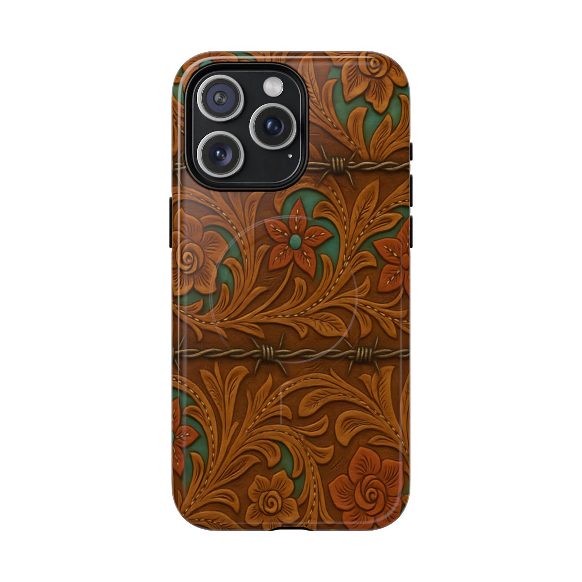 Faux Tooled Flowers + Barbed Wire Magnetic Case