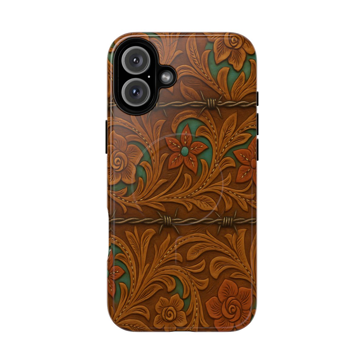 Faux Tooled Flowers + Barbed Wire Magnetic Case