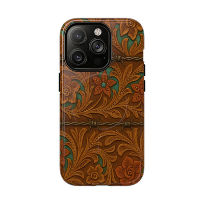 Faux Tooled Flowers + Barbed Wire Magnetic Case