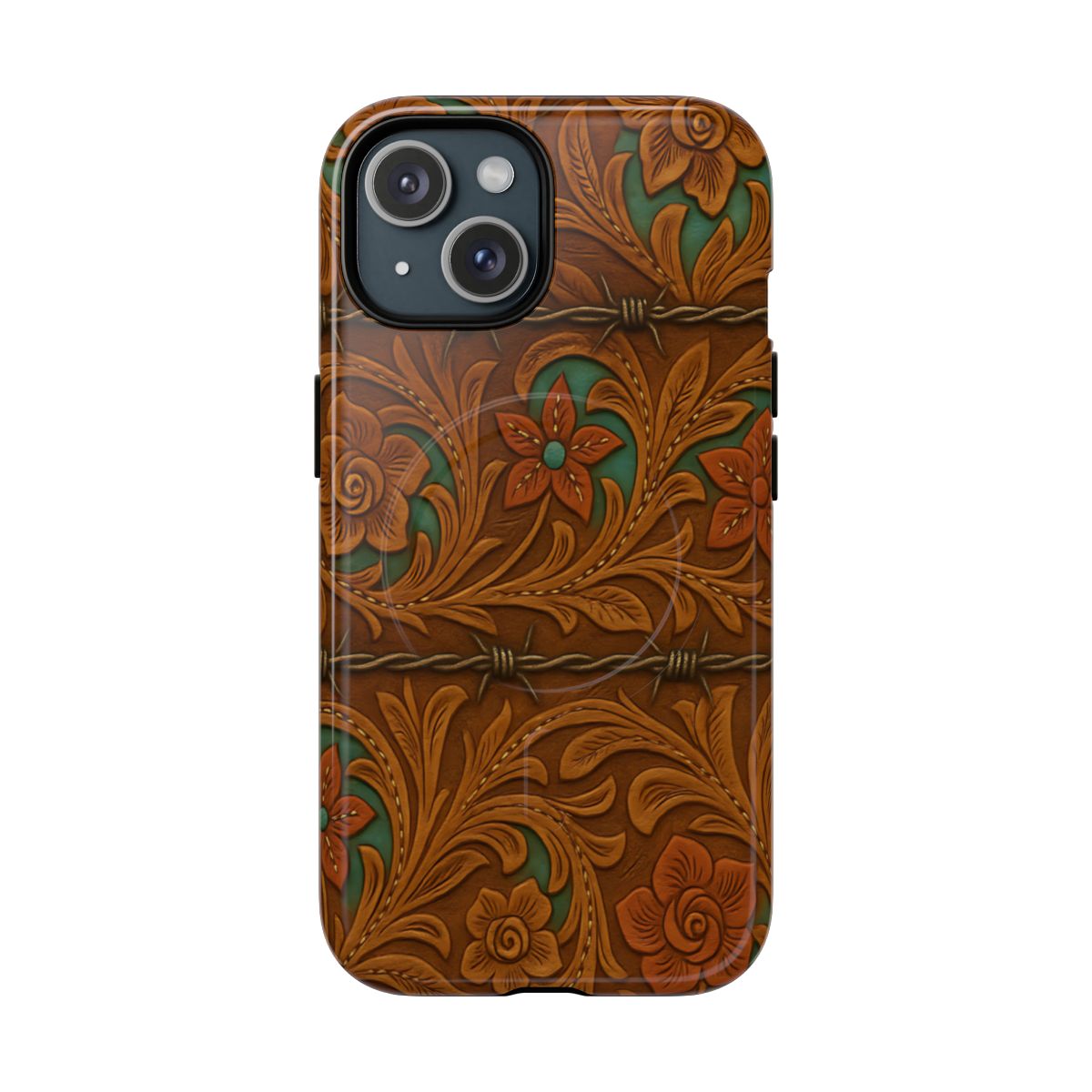 Faux Tooled Flowers + Barbed Wire Magnetic Case