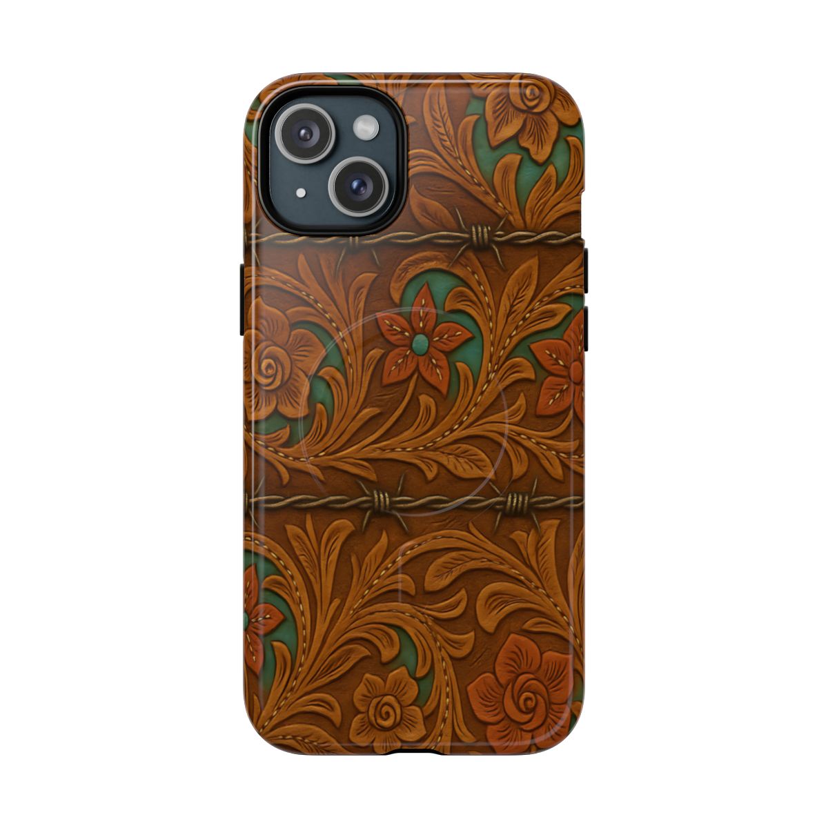 Faux Tooled Flowers + Barbed Wire Magnetic Case