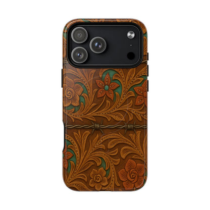 Faux Tooled Flowers + Barbed Wire Magnetic Case