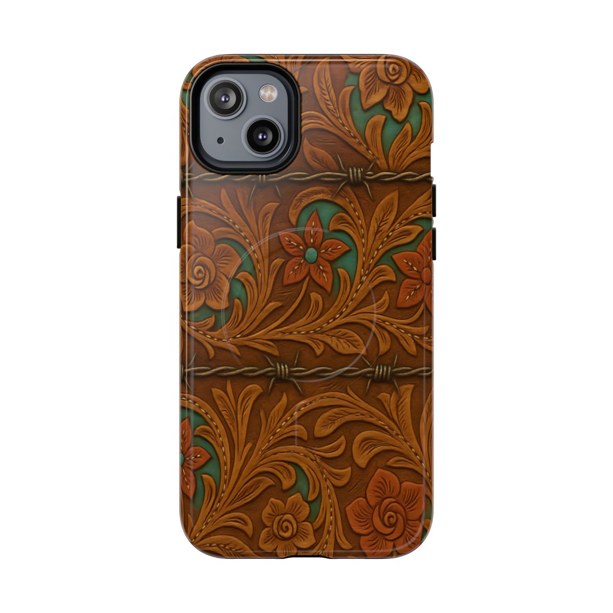 Faux Tooled Flowers + Barbed Wire Magnetic Case