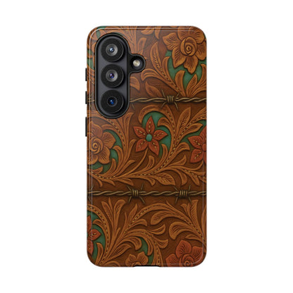 Faux Tooled Flowers + Barbed Wire Tough Case