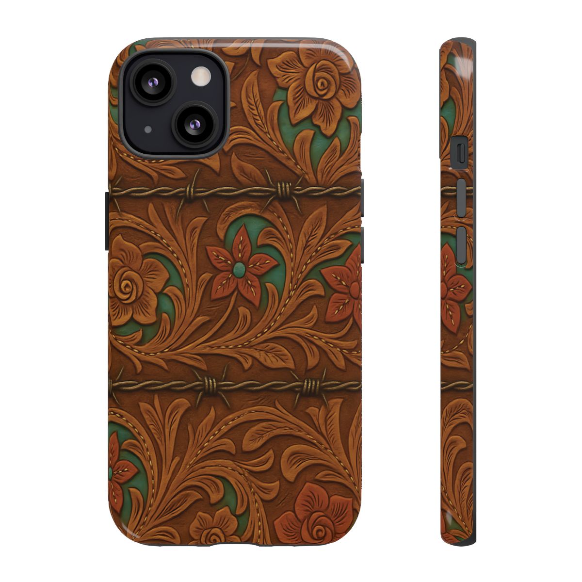 Faux Tooled Flowers + Barbed Wire Tough Case