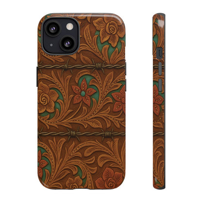 Faux Tooled Flowers + Barbed Wire Tough Case