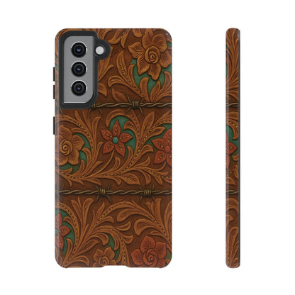 Faux Tooled Flowers + Barbed Wire Tough Case