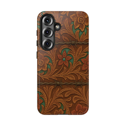 Faux Tooled Flowers + Barbed Wire Tough Case