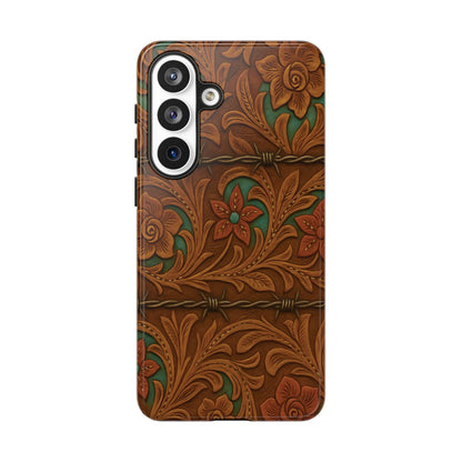 Faux Tooled Flowers + Barbed Wire Tough Case