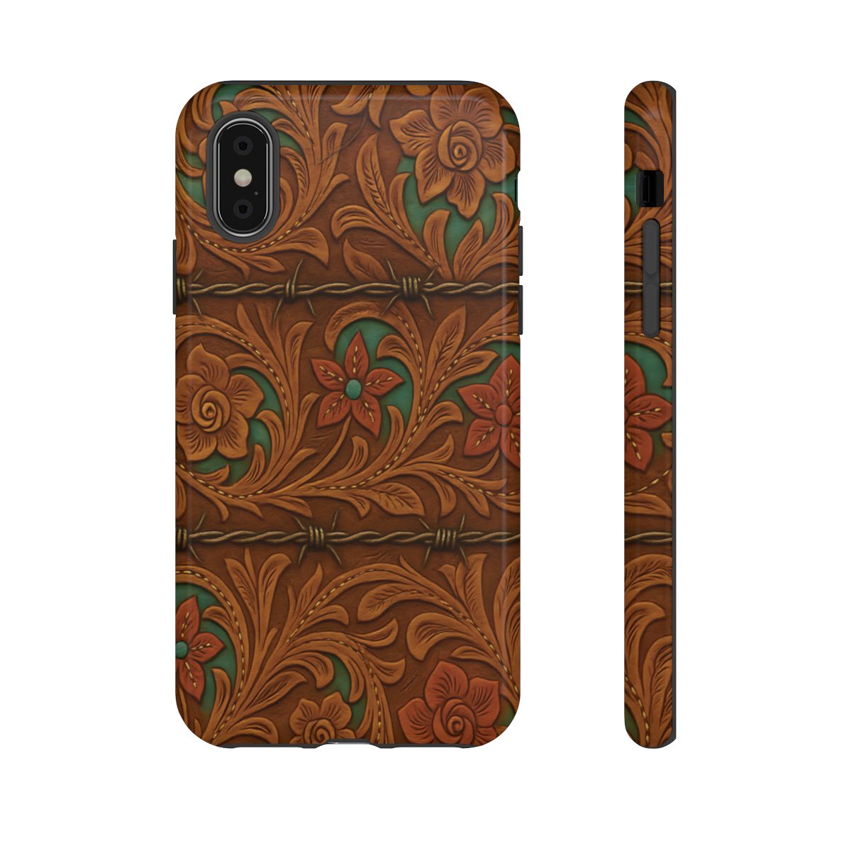 Faux Tooled Flowers + Barbed Wire Tough Case