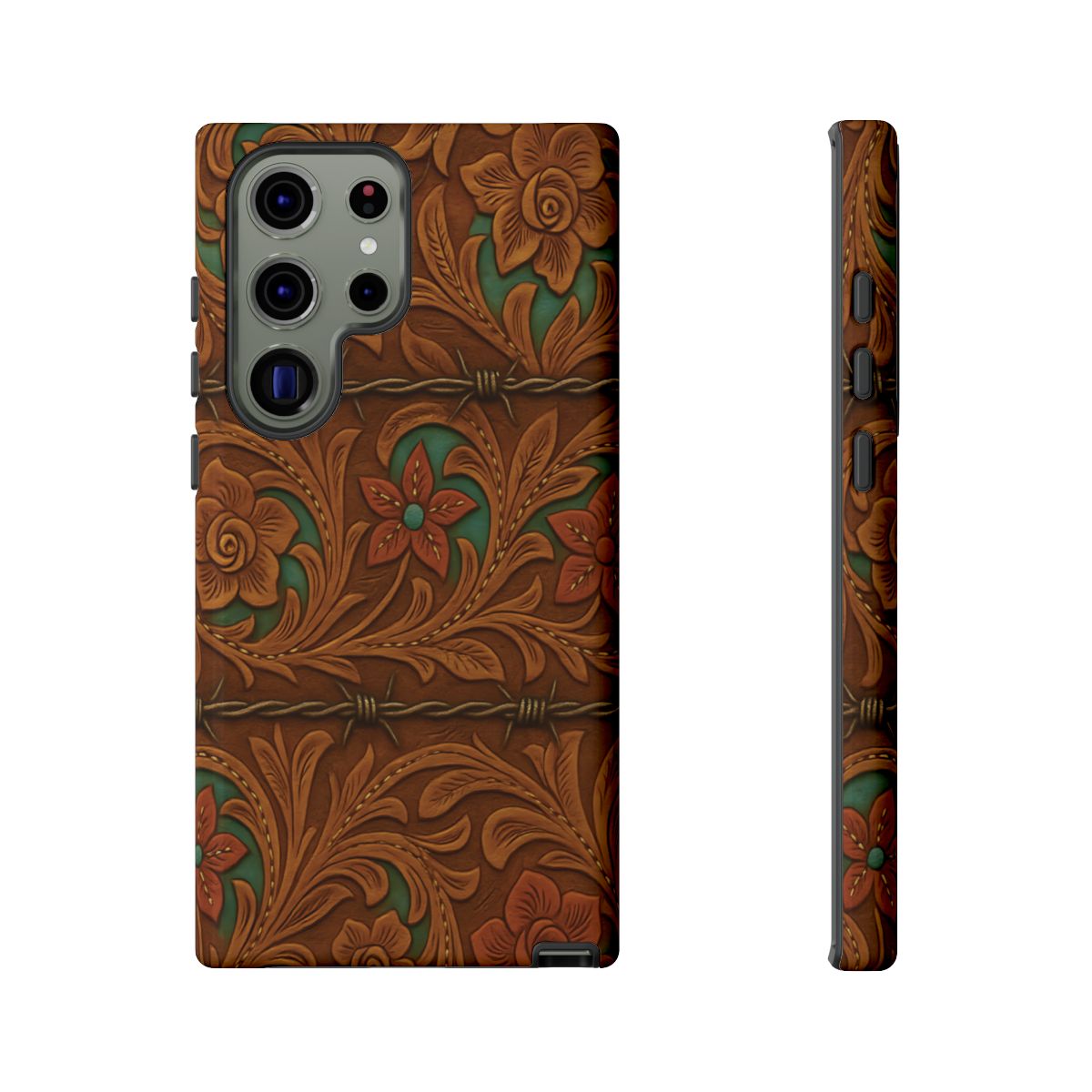 Faux Tooled Flowers + Barbed Wire Tough Case