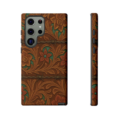 Faux Tooled Flowers + Barbed Wire Tough Case