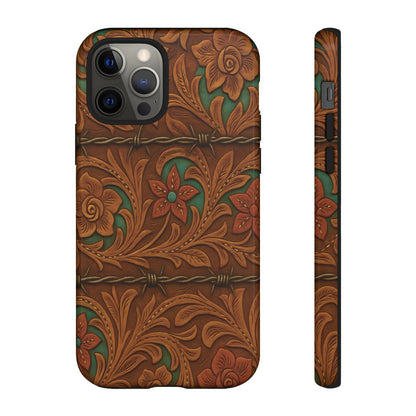 Faux Tooled Flowers + Barbed Wire Tough Case