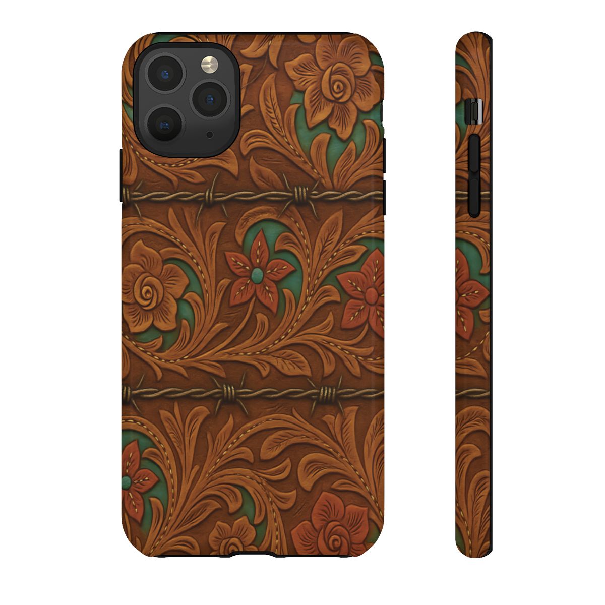Faux Tooled Flowers + Barbed Wire Tough Case