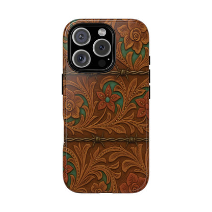 Faux Tooled Flowers + Barbed Wire Tough Case