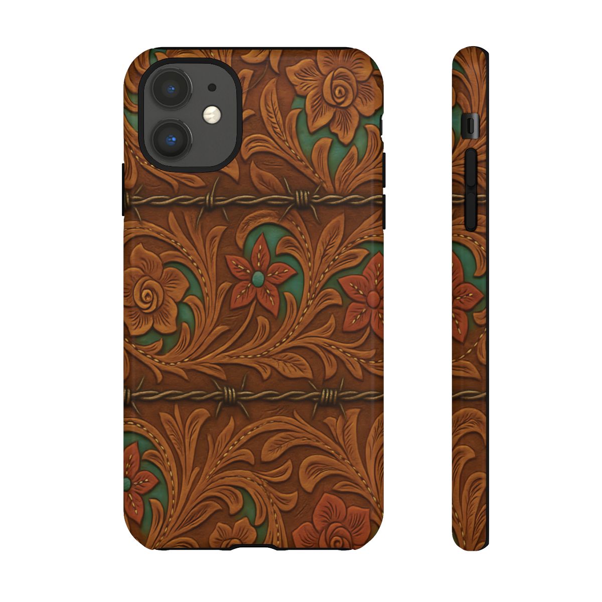 Faux Tooled Flowers + Barbed Wire Tough Case