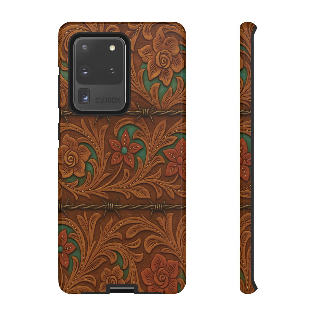 Faux Tooled Flowers + Barbed Wire Tough Case